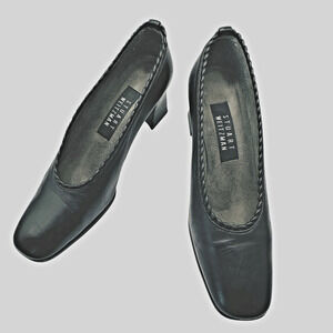 Stuart Weitzman Womens Block Heels Pumps Shoes Matte Black Size 5B
